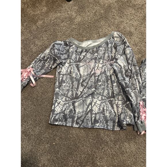 NWOT ROMWE Grey Camo Sweatset Ribbon Joggers Womens Size Small - Picture 1 of 5